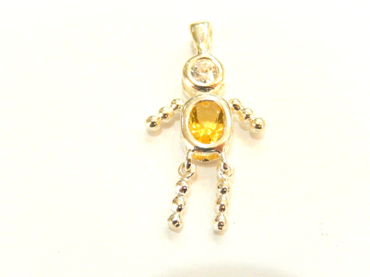 Citrine November Sterling Silver Birthstone Baby Boy Pendant / Charm