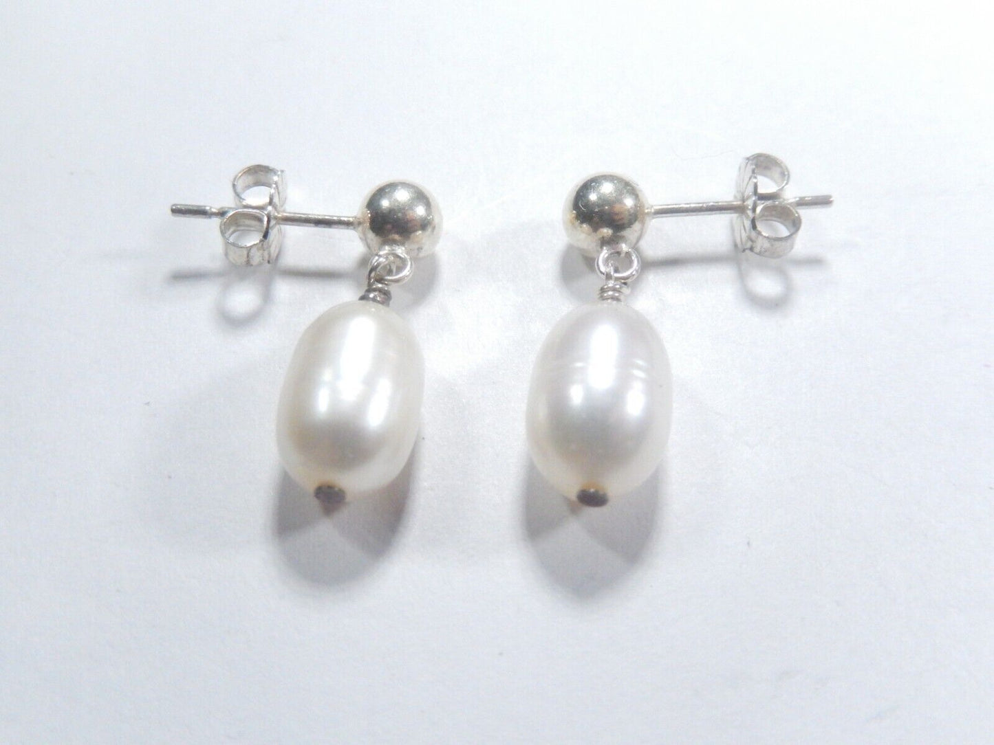 *VINTAGE*   Sterling Silver 925  Cultured Pearl Dangle Earrings