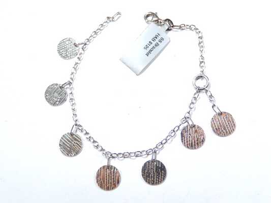 *VINTAGE* Decorative  Disc Charms Sterling Silver Bracelet 7"