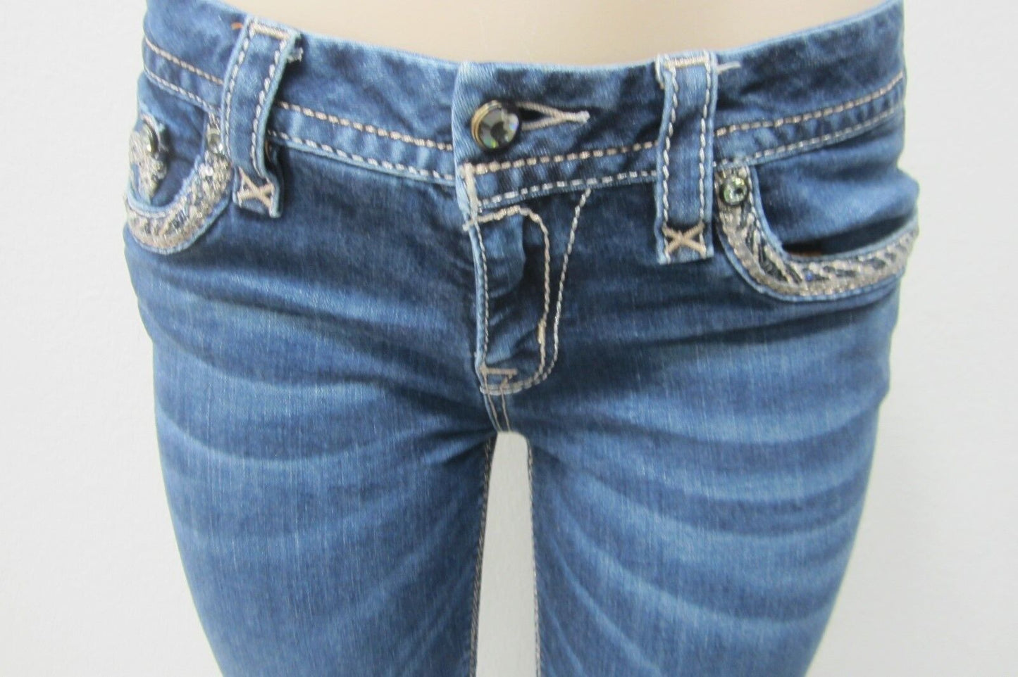 *MINT*  Rock Revival Adorna Boot Stretch Women's Thick Stitch Jeans Size 29 x 30