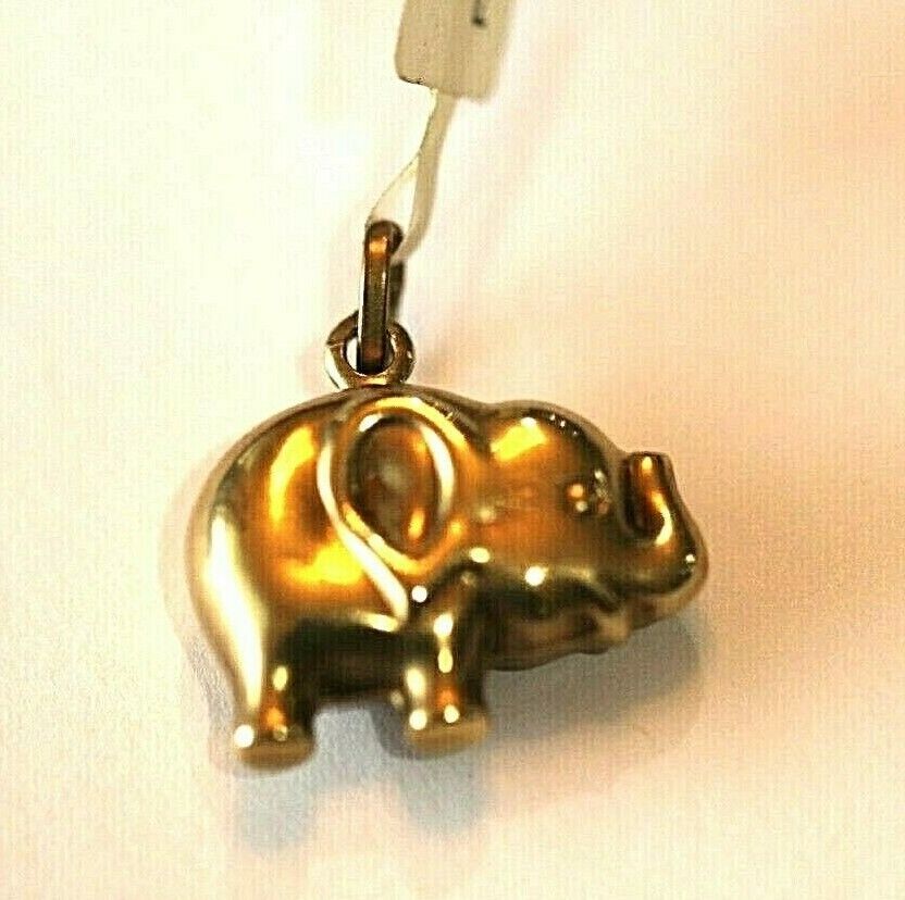 *VINTAGE*  14k Yellow Gold 3D Elephant Charm or Pendant 20mm x 15mm