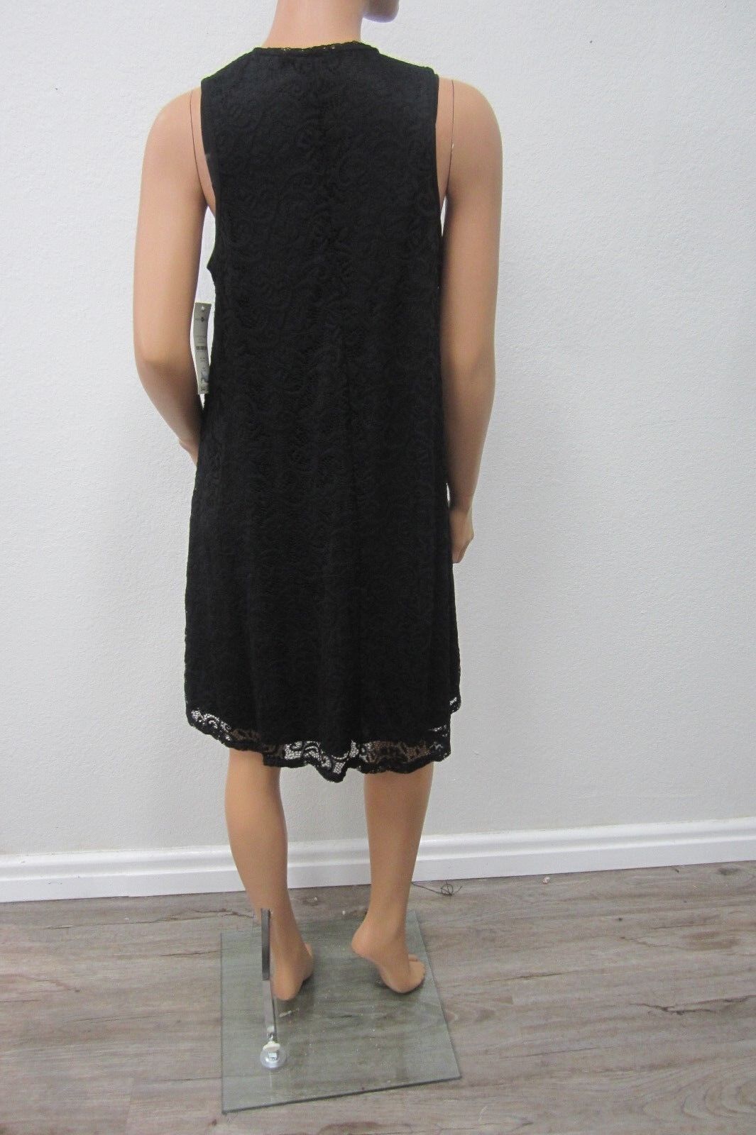NWT Wishful & Park Womens CUTE Lace Dress Color Black Sleeveless Crew Neck Sz1XL