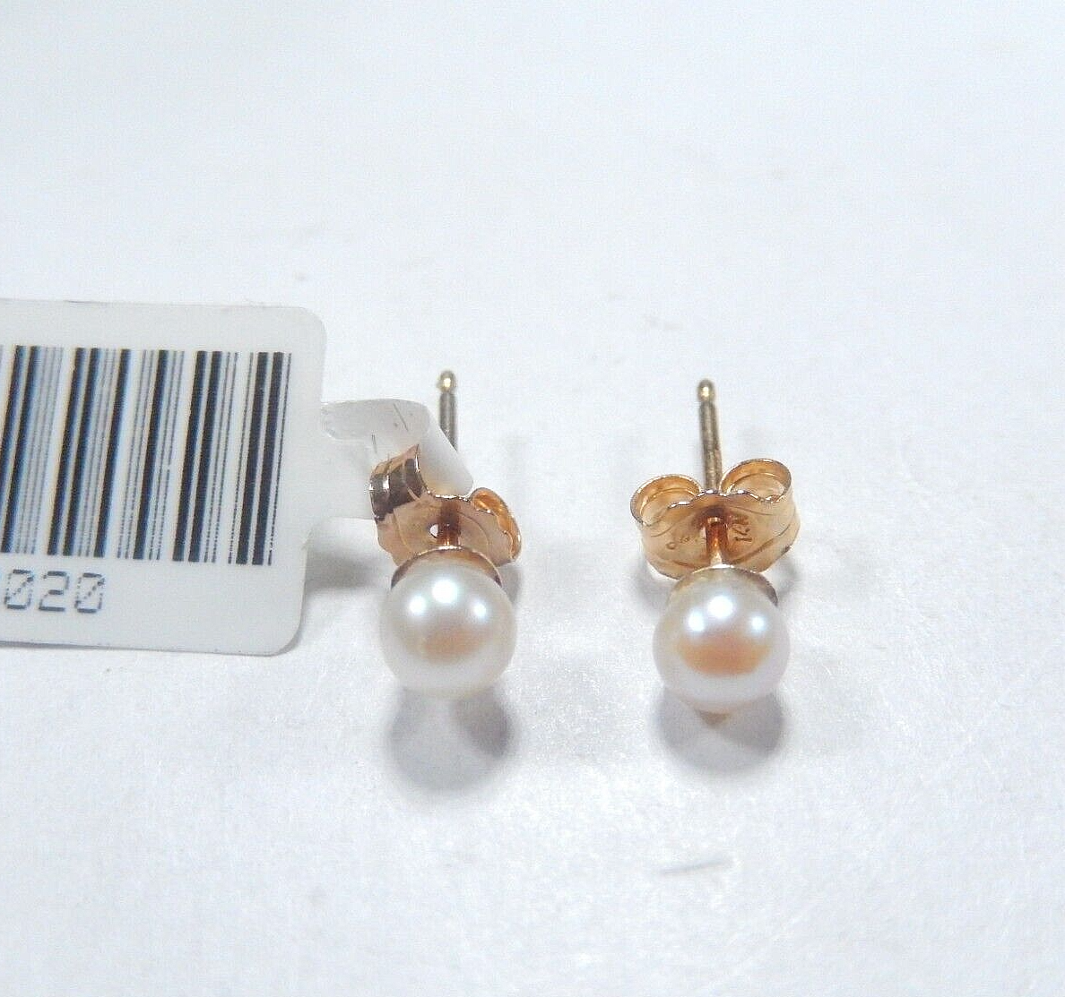 14k Solid Yellow Gold Cream Pearl 4 mm Butterfly Backs Earrings