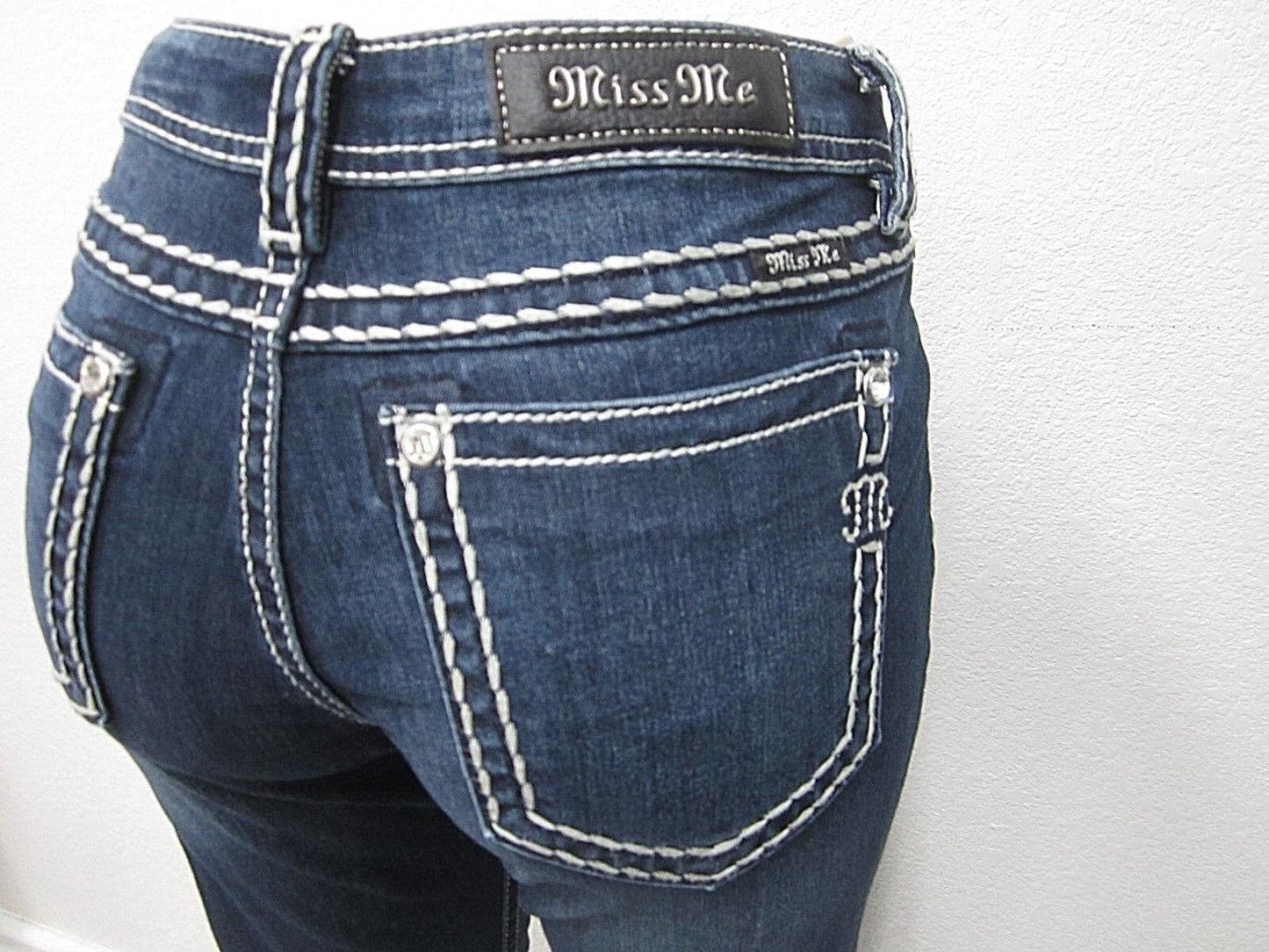 NWT MISS ME JS5012B7V WOMENS LOOSE SADDLE STITCH DARK BOOT CUT JEANS SIZE 29x32