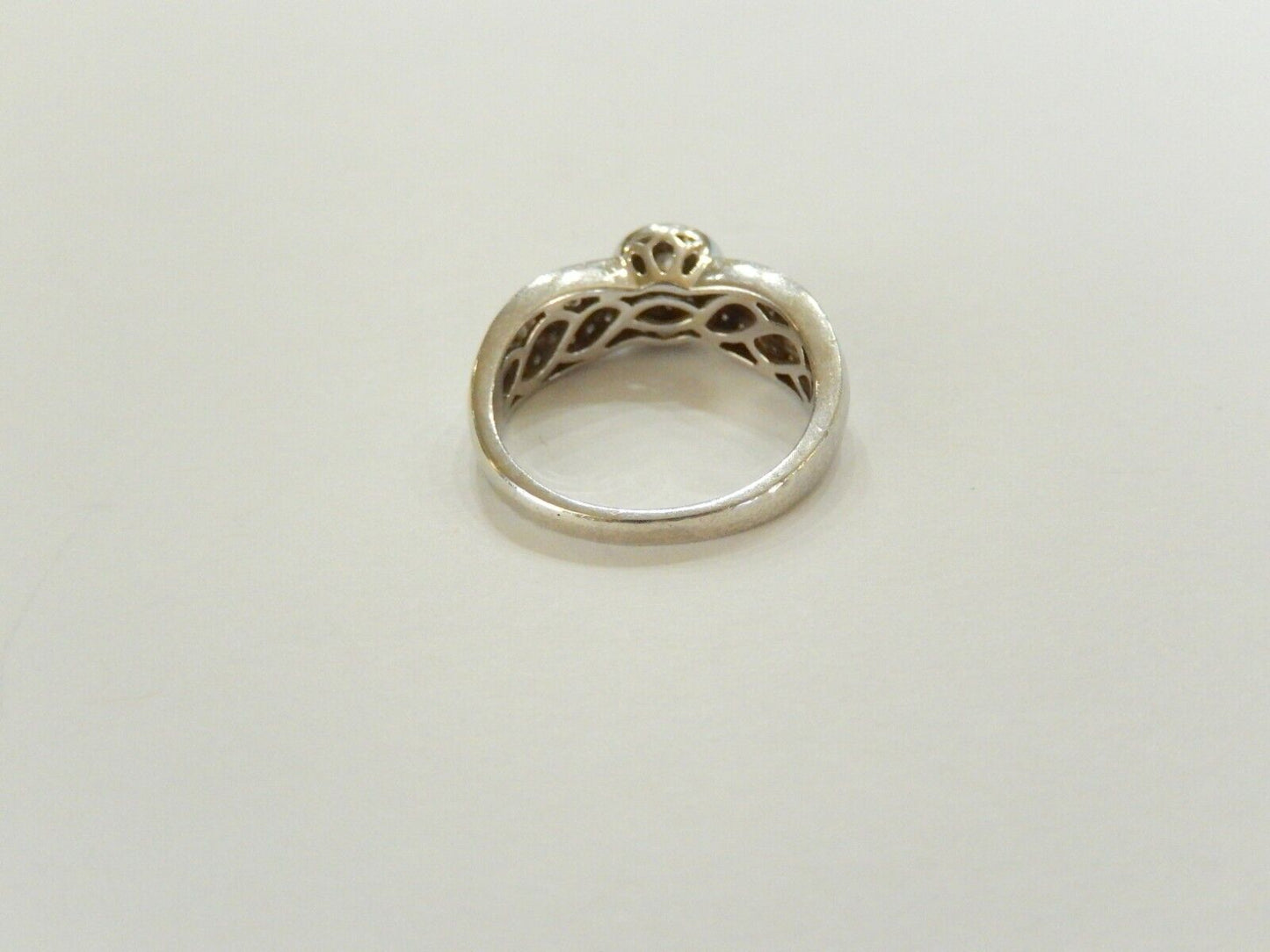 *VINTAGE* "EC"  1/2CT REAL  DIAMOND WEDDING RING Sterling Silver Size 7.25
