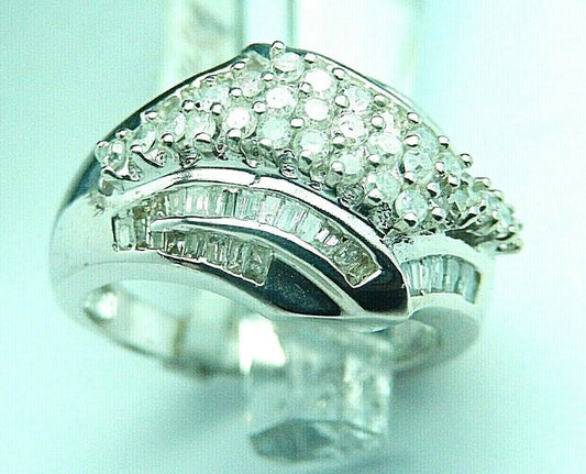 10K White Gold 1.00 CT Natural Diamond Criss-Cross Anniversary/Wedding  Ring Sz7