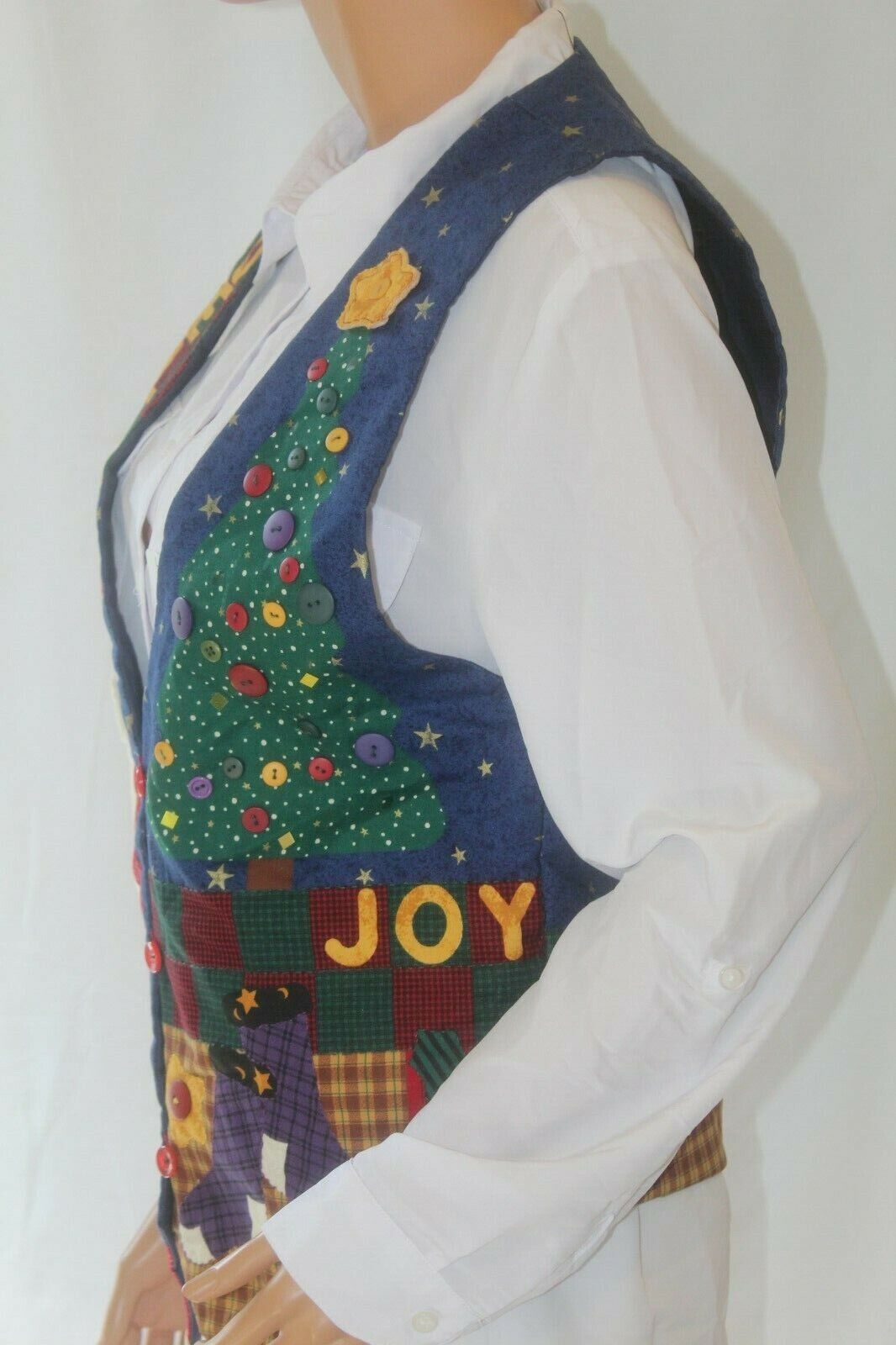 *NEW* Handmade Cute Holiday Bell & Buttons Detailed Christmas Vest Sz Medium