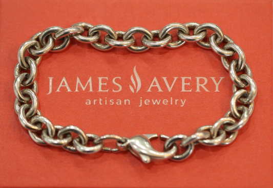 JAMES  AVERY  -  Heavy Thick Sterling Silver Classic Cable Charm Bracelet - 7"