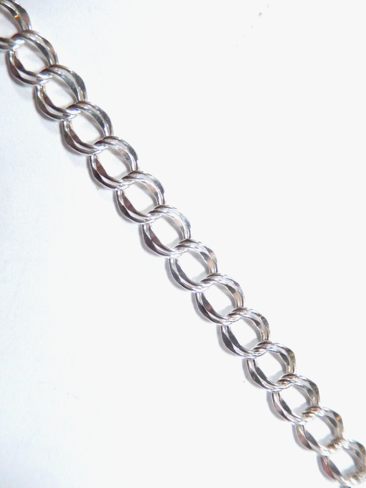 *VINTAGE** Sterling Silver Double Link Charm Bracelet - 7"
