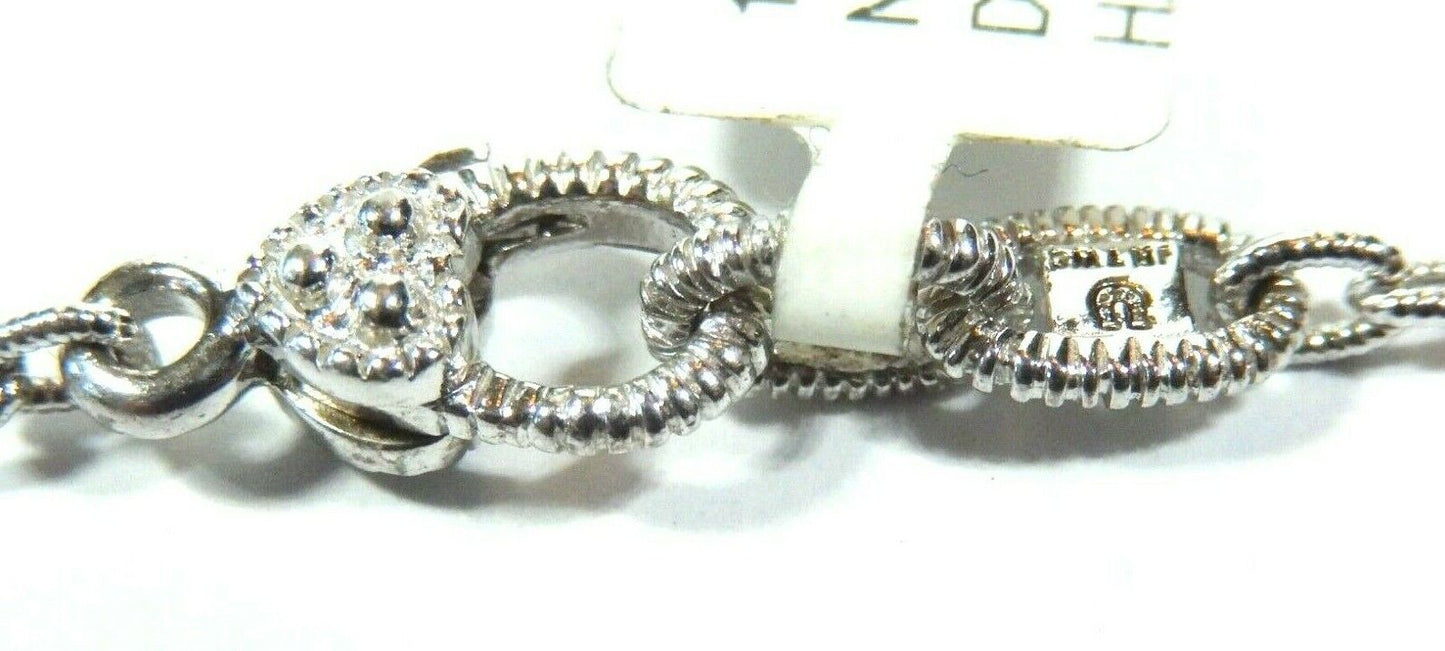 Judith Ripka JRTWO 18k / Sterling Silver Diamond Circle Pendant Necklace 17”