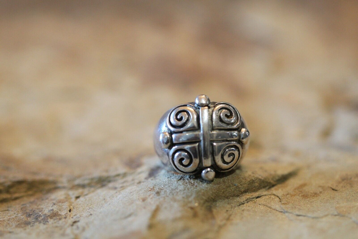 *VINTAGE* Large  925 Sterling Silver Cross Ring Size 5.25