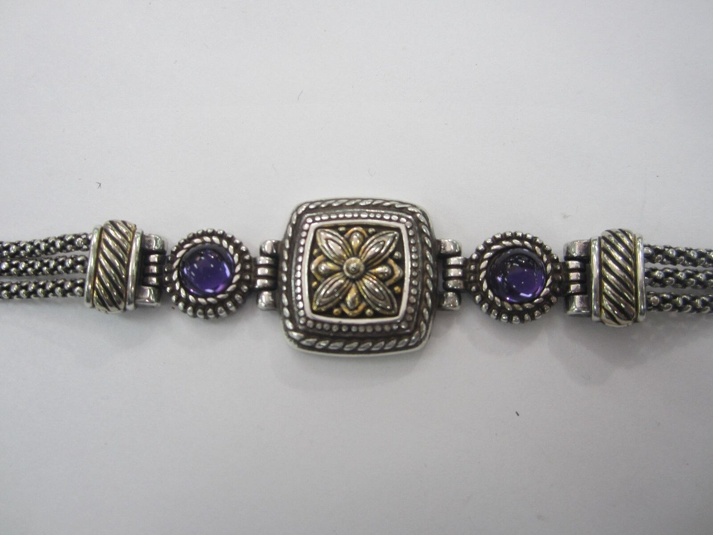 RETIRED Brighton Purple Crystal Silver Gold Togle Bracelet