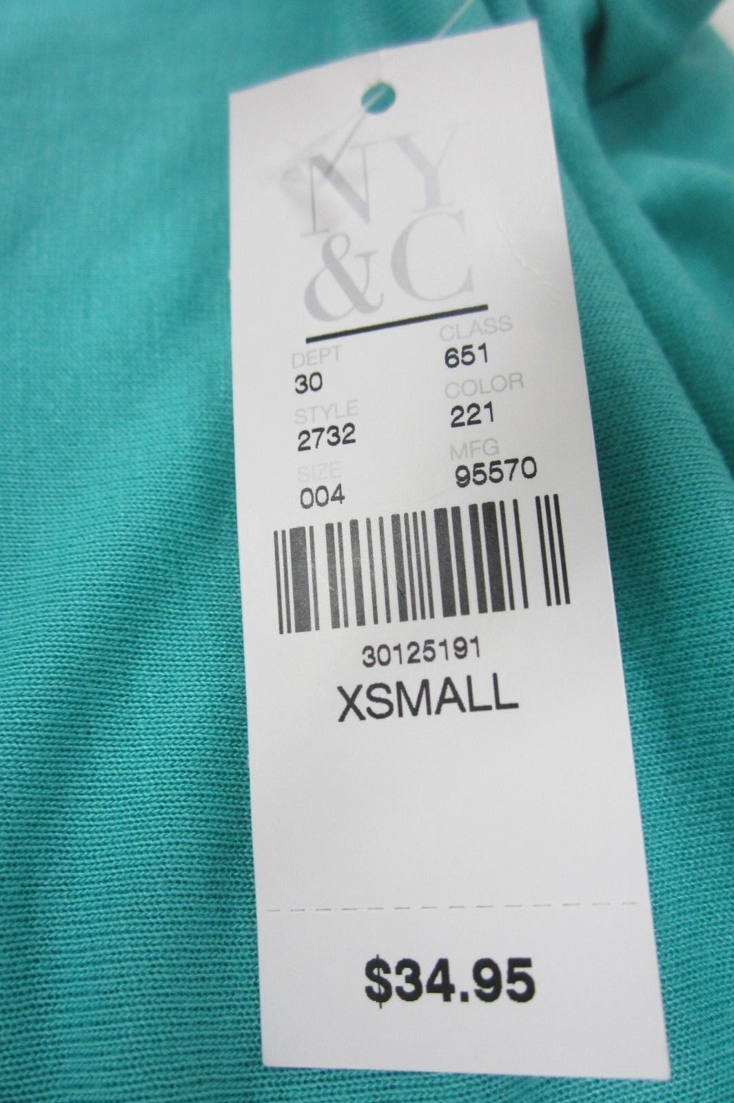 *NWT* New York & Company  SUPER CUTE Top  Stretch Turquoise  Blouse Size XSmall