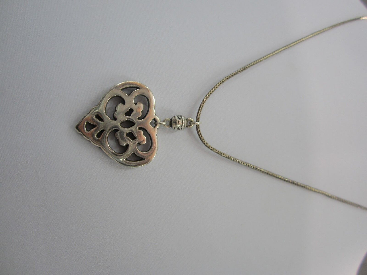 BRIGHTON RETIRED LARGE SILVER PLATED HEART NECKLACE