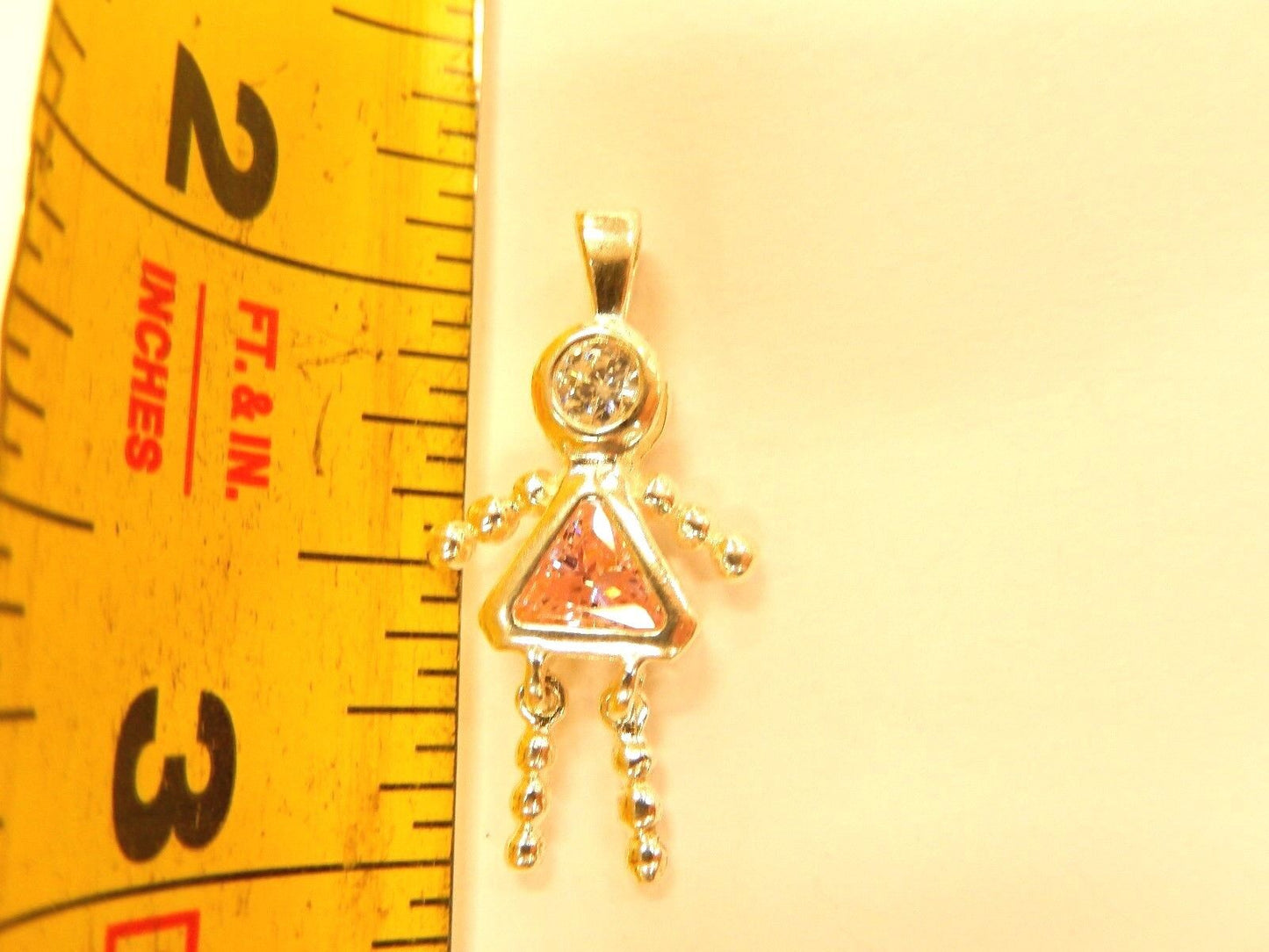 .925 Sterling Silver OCTOBER PINK STONE GIRL BIRTHSTONE BABY CHARM/PENDANT