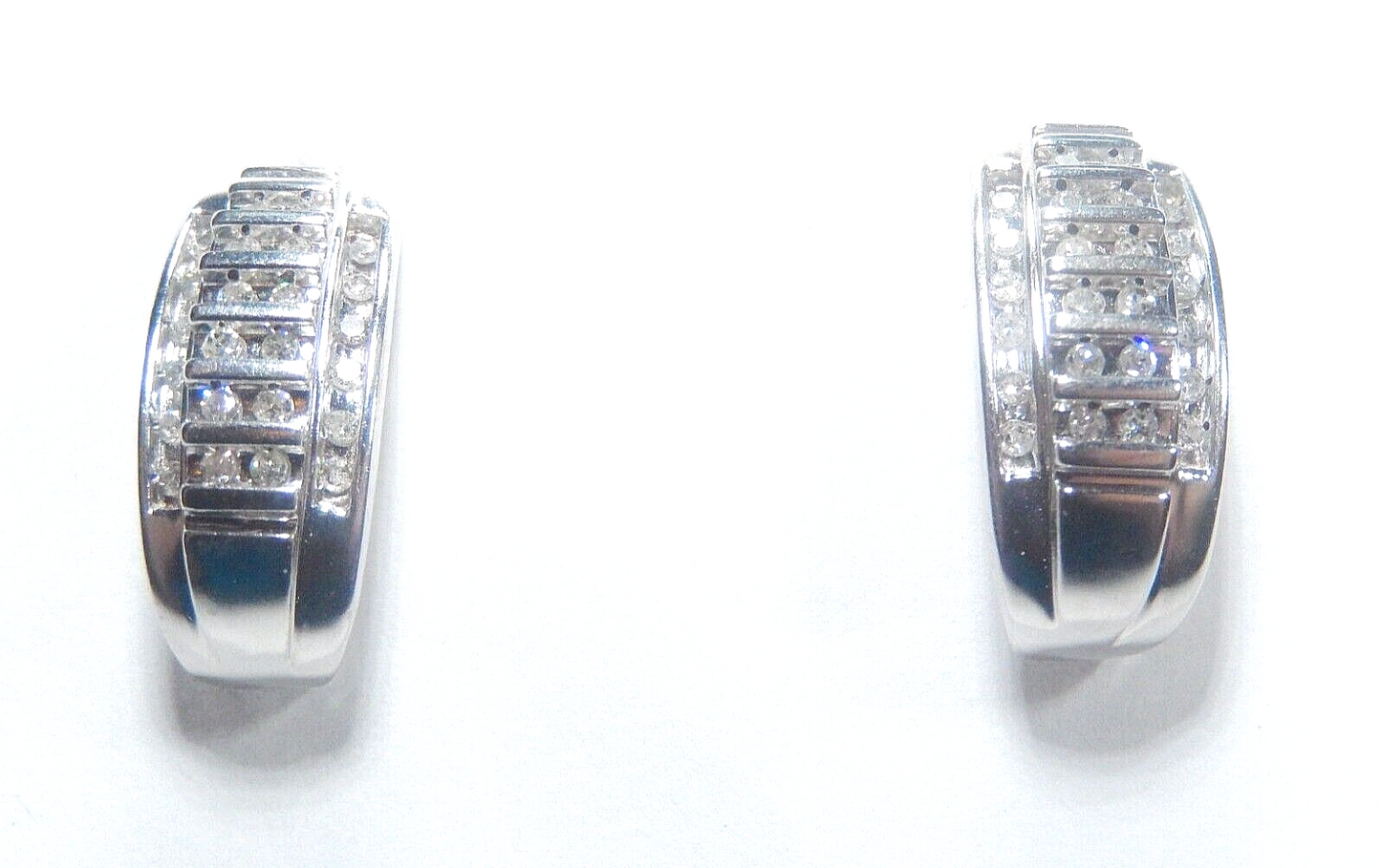 10k White Gold .50CT Natural Round Diamond Cluster  Half Hoop Earrings