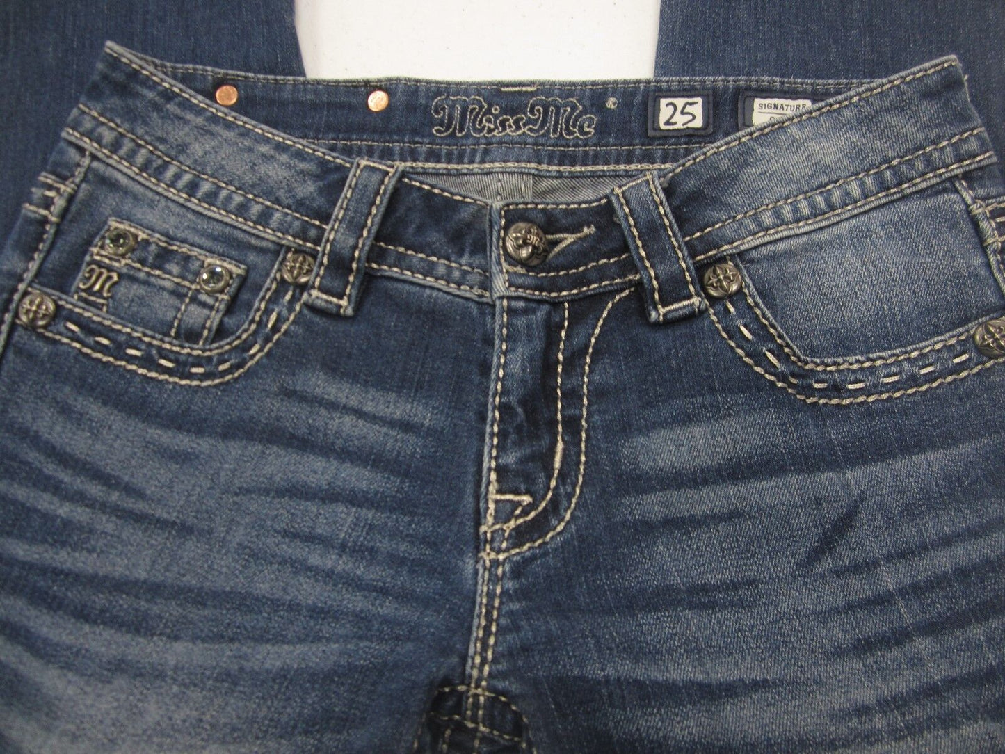 MINT MISS ME Signature Capri Pants Jeans Angel Wings Horseshoes JW7537P2 Sz25x20
