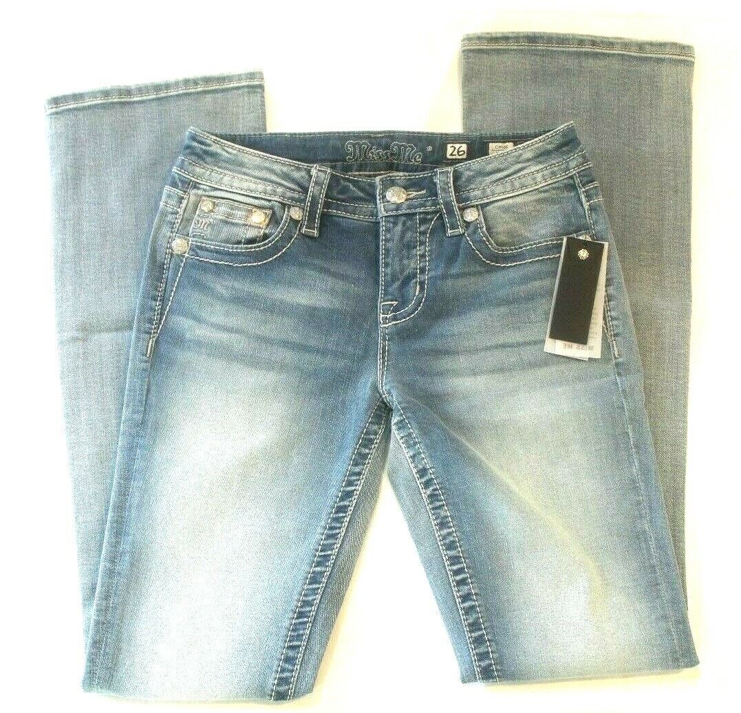 *NWT* $109. Miss Me Women's Mid-Rise Chloe Boot Cut Jeans M3080B6 Sz 26 x 34