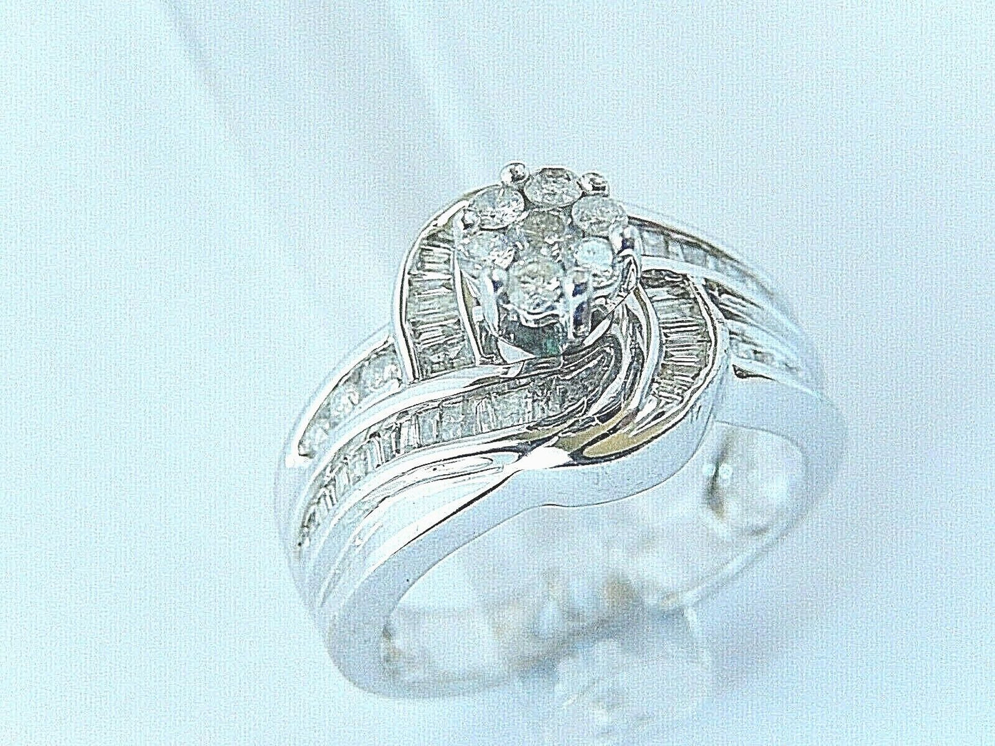 1Ct Natural Diamond Halo Engagement / Bridal Ring 10k White Gold Sz 7.5