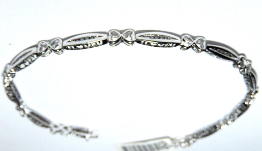 10K  WG   1/2CT  Diamond "I Love You" Heart Cutouts Bracelet White Gold 7"