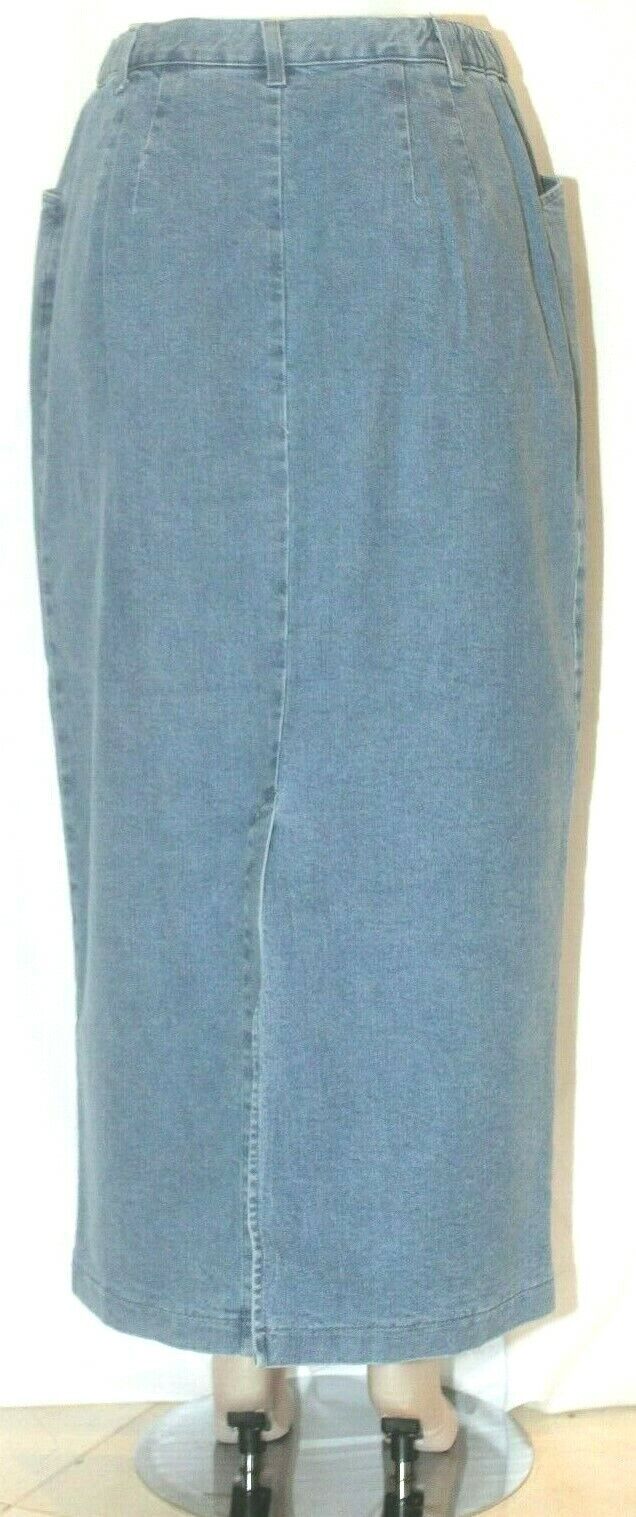 Denim & Co Jeans Womens Blue Denim Maxi Skirt Long Modest Elastic Waist Sz 12