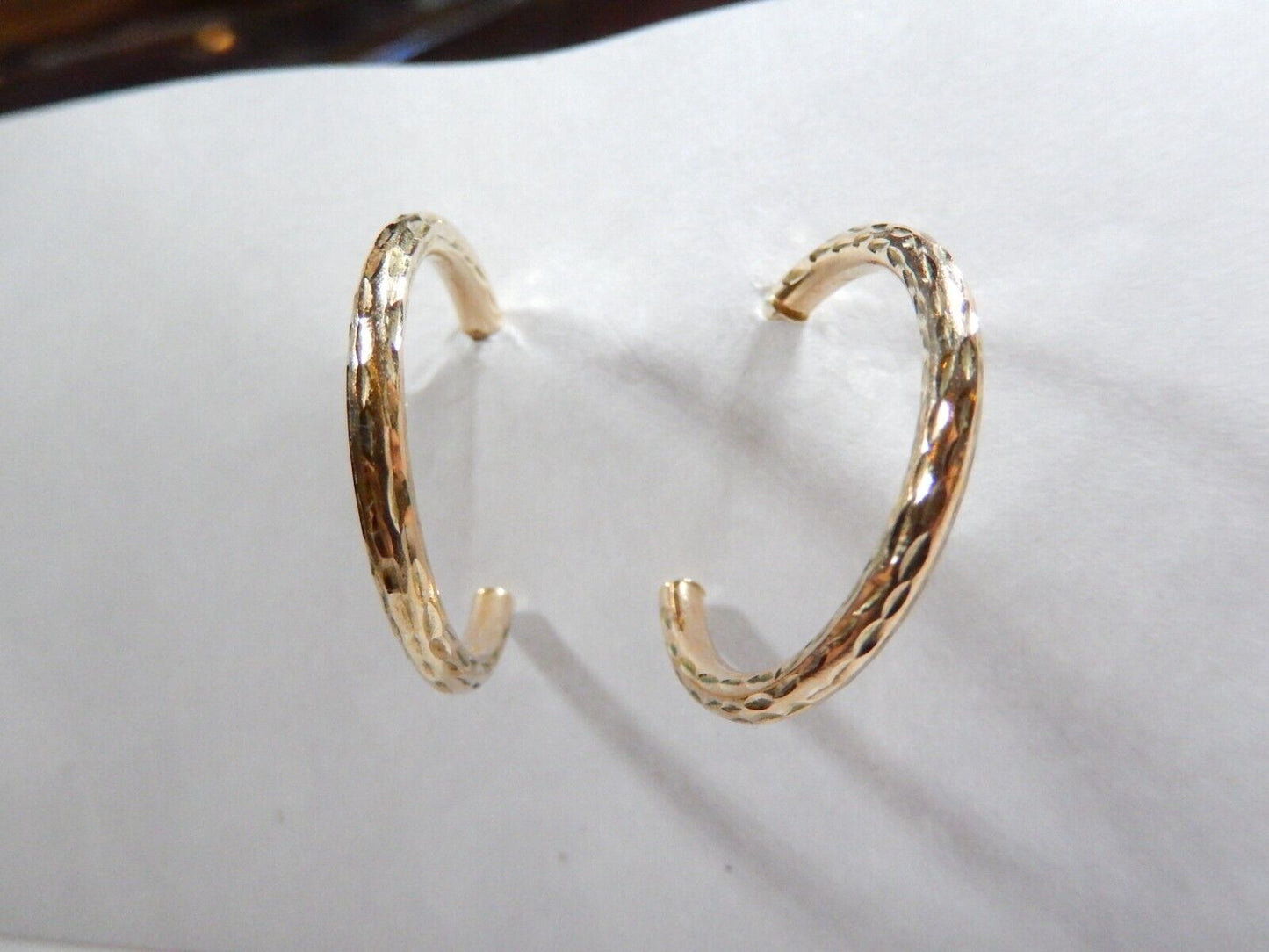 10K Yellow Gold Diamond Cut "J" Hoop 1" Diam. Post Back Earrings