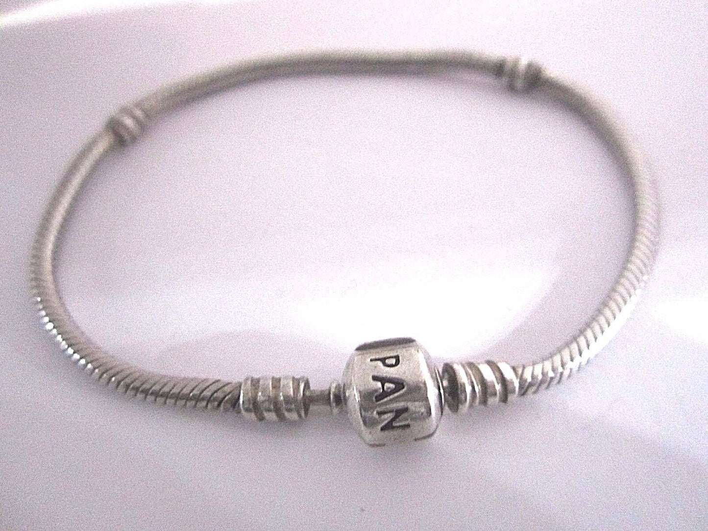 Authentic Pandora Sterling Silver Bracelet with Pandora Lock 7.75"