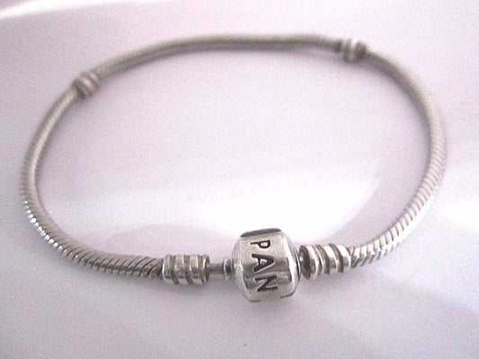 Authentic Pandora Sterling Silver Bracelet with Pandora Lock 7.75"