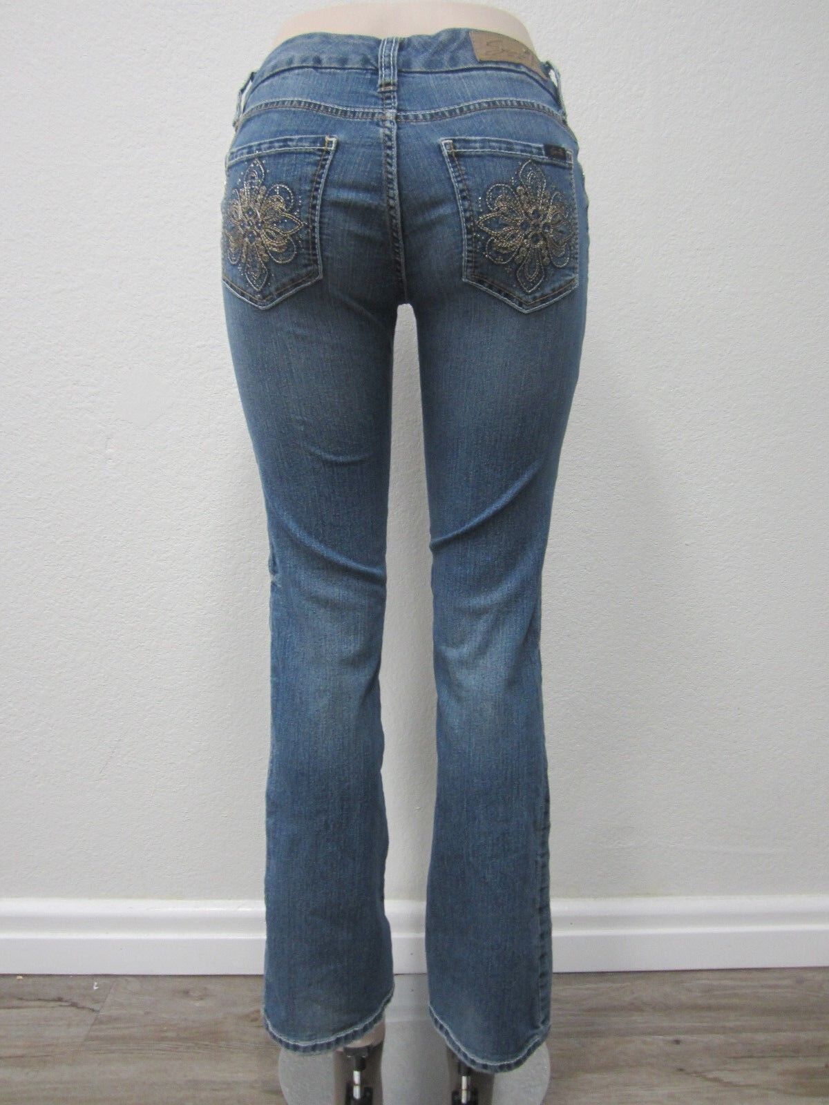 Womens 7 For All Mankind Jeans Bootcut Medium Wash Rhinestones Bling Pockets