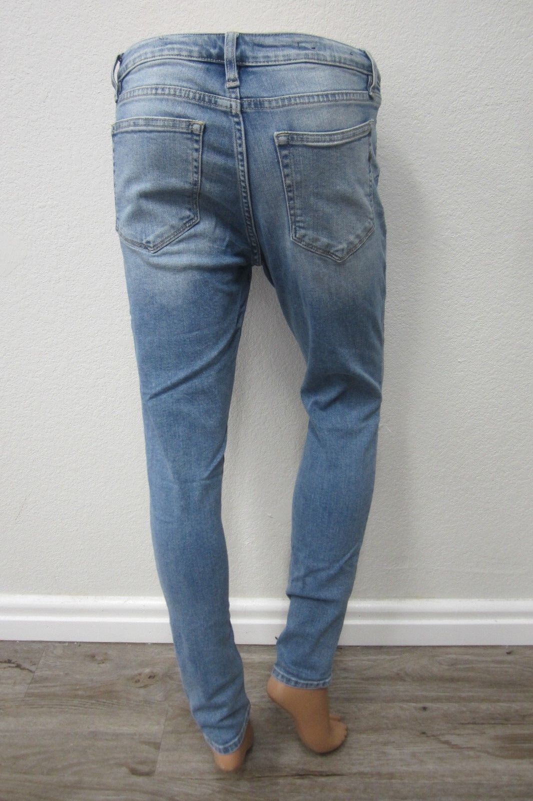 NICE  Miss Me Womens Blue Distressed Mid Rise Skinny Jeans M1001S15 Size 28 X 28