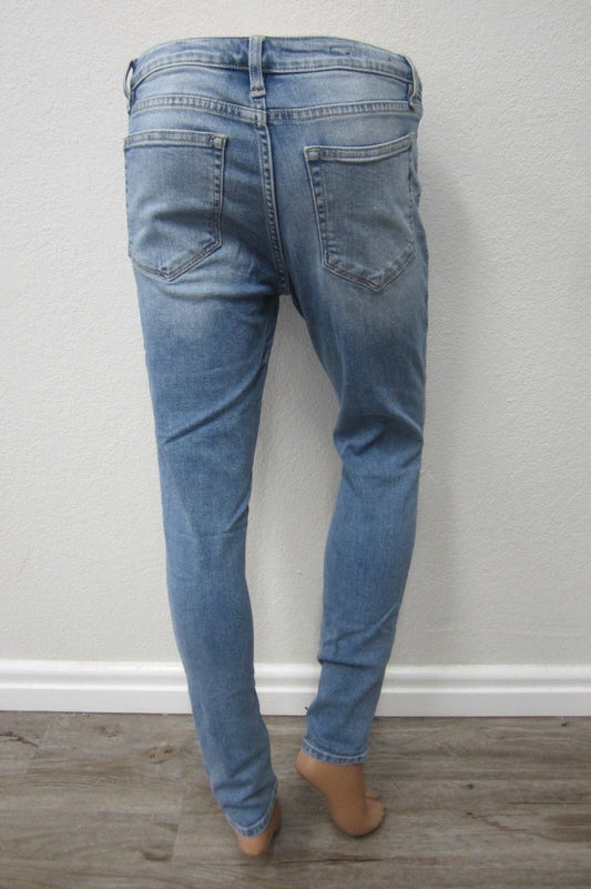 NICE  Miss Me Womens Blue Distressed Mid Rise Skinny Jeans M1001S15 Size 28 X 28
