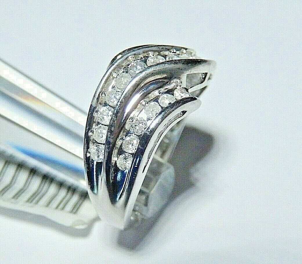 *NWT* 14k White Gold Ladies .50 CT TW Natural VS Diamond Bypass Ring Size 7.25