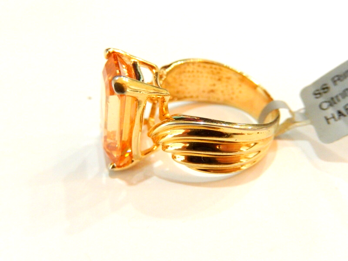 14K Yellow Gold Over Sterling Vermeil 7.0CT Madeira Citrine Ring  Size 6.5
