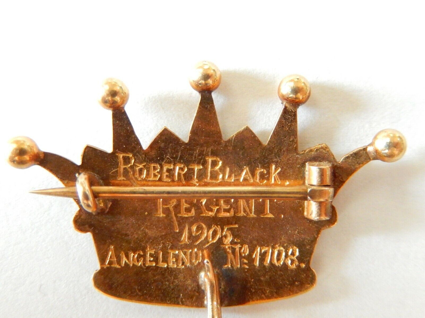 *RARE*  ANTIQUE  1905 14K MASONIC MEDAL PIN BADGE 1105 CROWN  WITH MASONIC  STAR