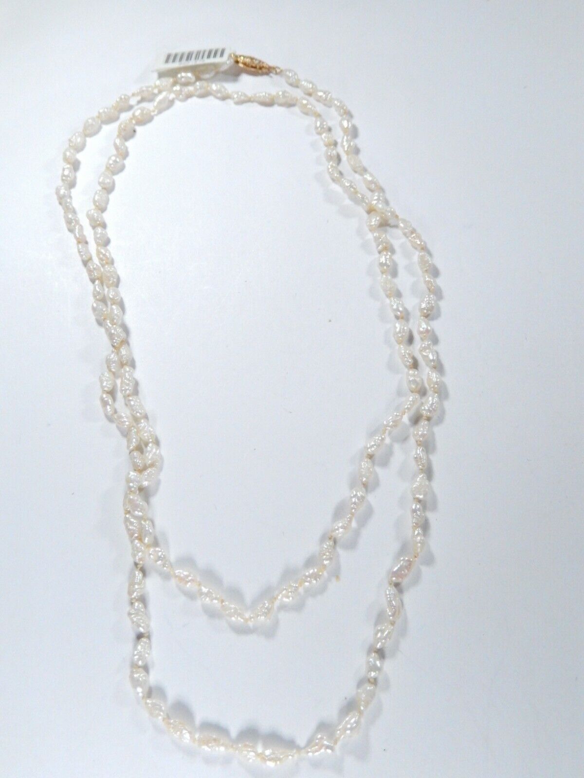 *VINTAGE*  14K Yellow Gold Clasp with Freshwater Rice Pearl  32" Necklace