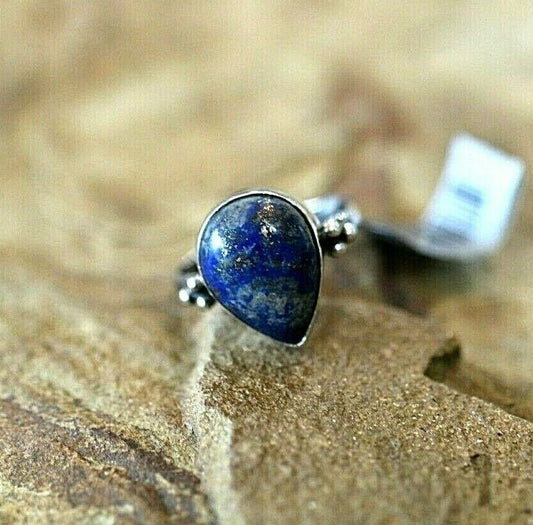 * VINTAGE*  STERLING SILVER NAVAJO NATIVE AMERICAN MADE LAPIS RING SZ 7.5