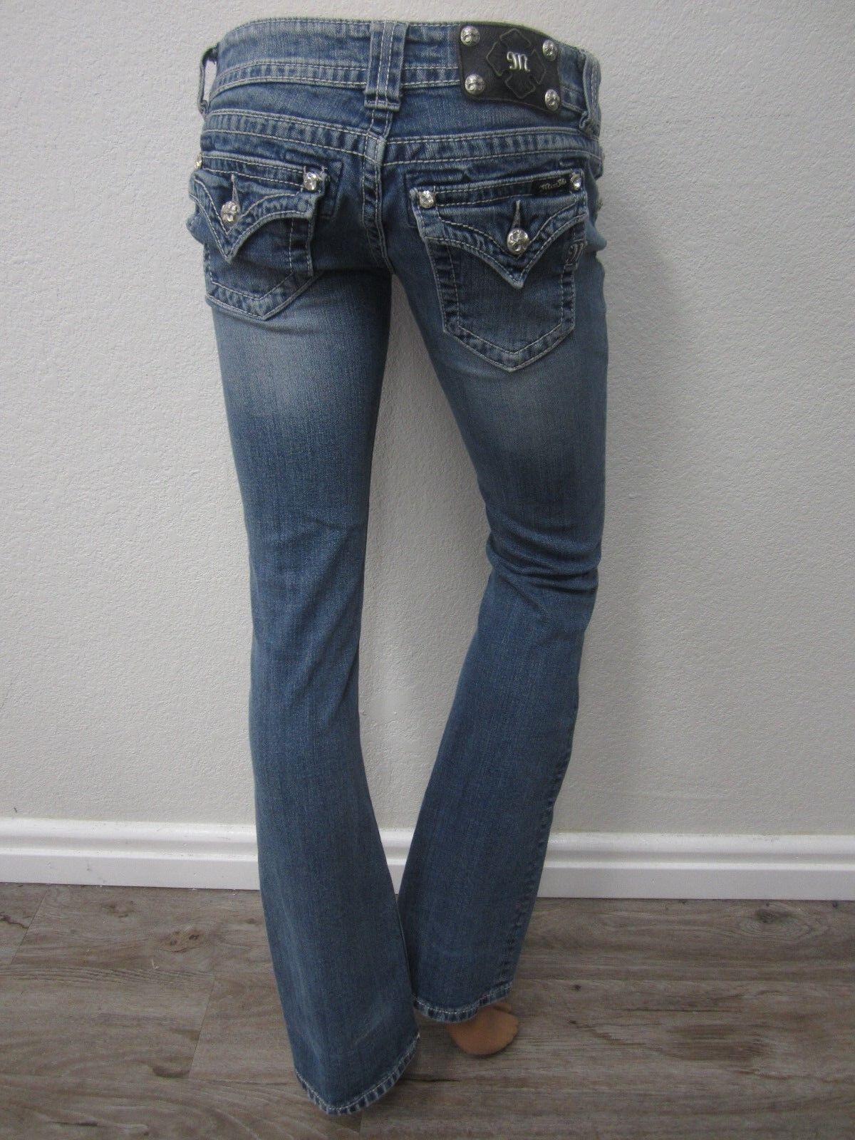 NEAR MINT MISS ME JS4009B16 Boot Cut Flap Button Jeans Size W26 x L32