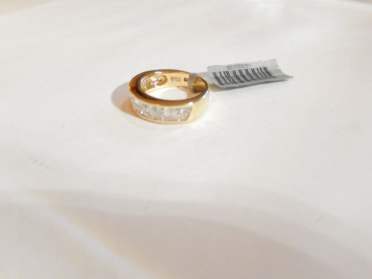 Gold Vermeil 1.3 CT CZ Trillion Cut 5.5mm Wide Band Sterling Ring Size 4.75