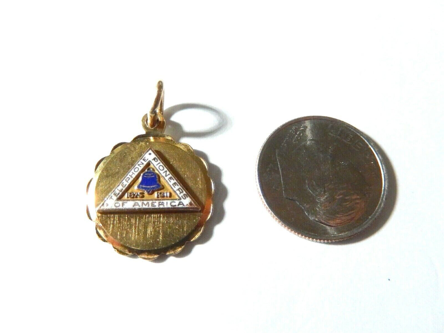 *VINTAGE* 14K Yellow Gold Telephone Pioneers of America Pendant  / Charm