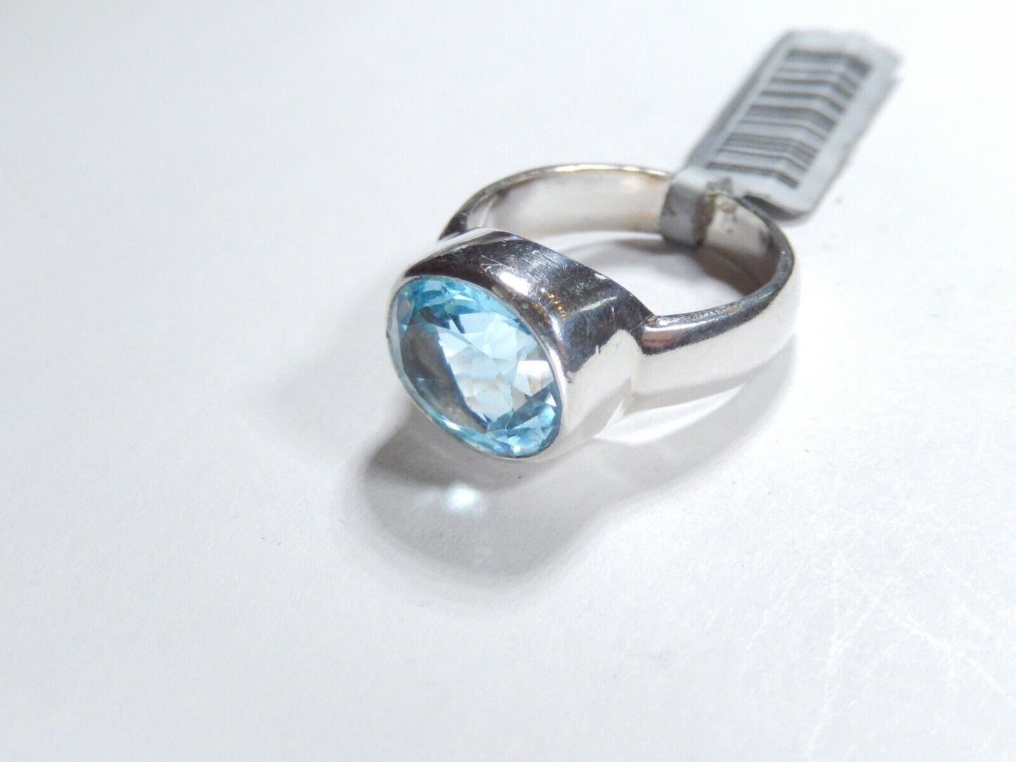 925 Sterling Silver 5.00 CT  Bezel Set Oval Blue Topaz Solitaire Ring Size 7.75