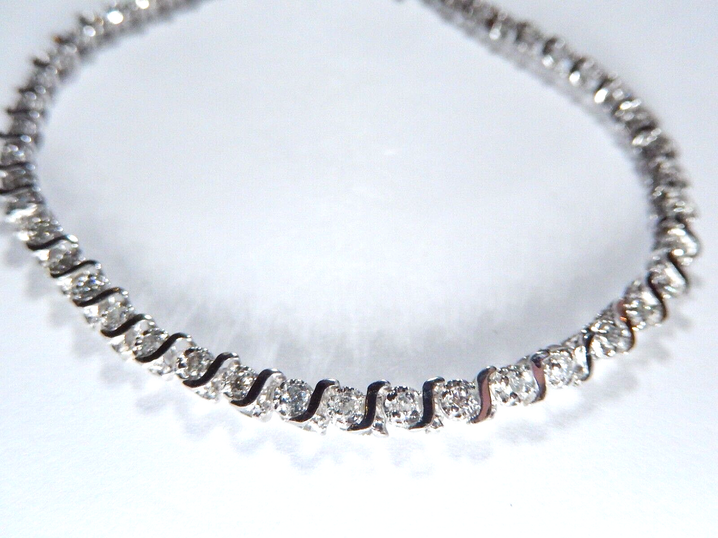 10K White Gold 46 Round Cut Approx. 1/2 CT Natural Diamond Tennis Bracelet 7"