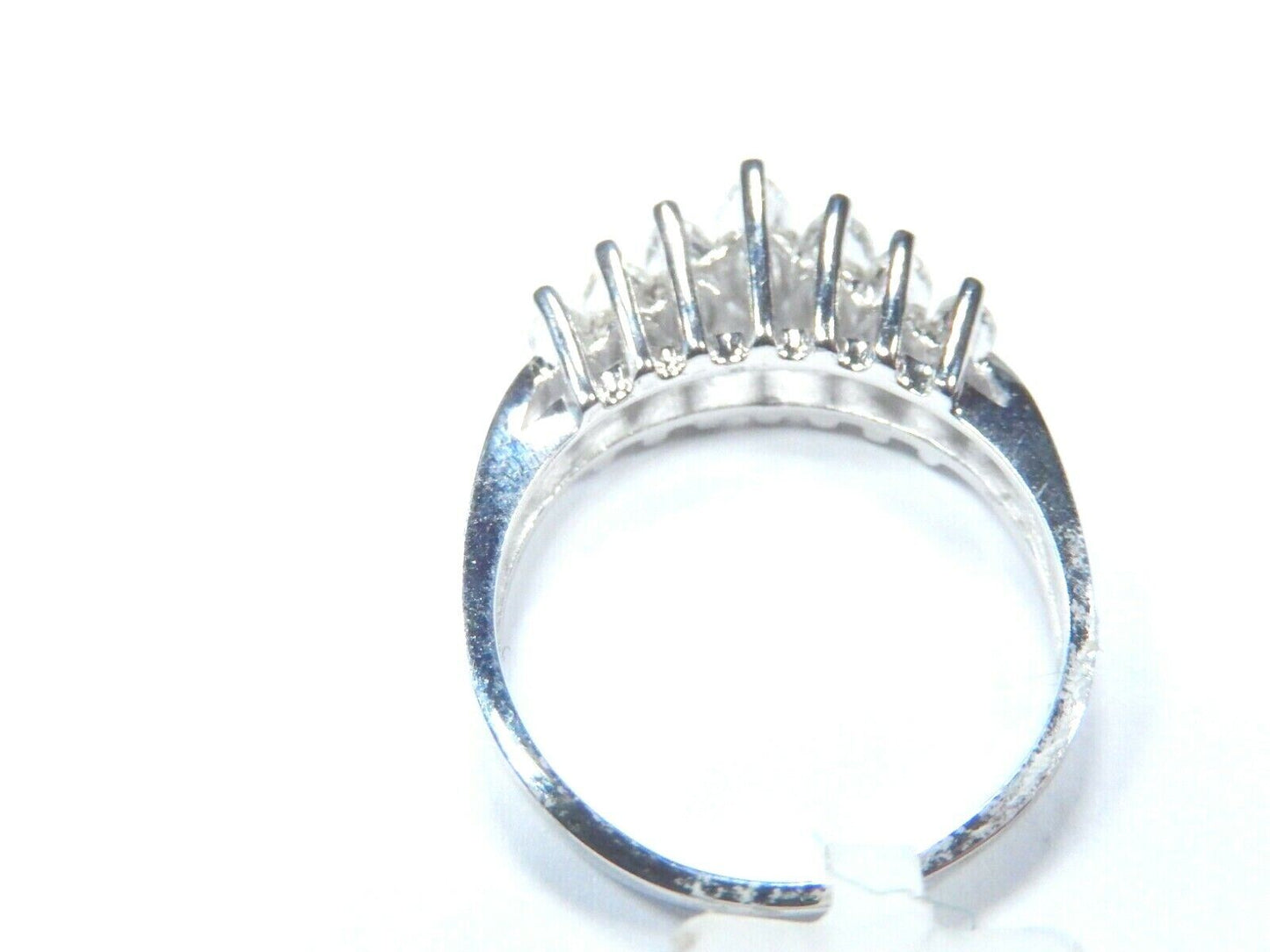 Stamped 14K  & Stamped .98 Marquise Cut 7 Graduated  Diamond Pyramid Ring