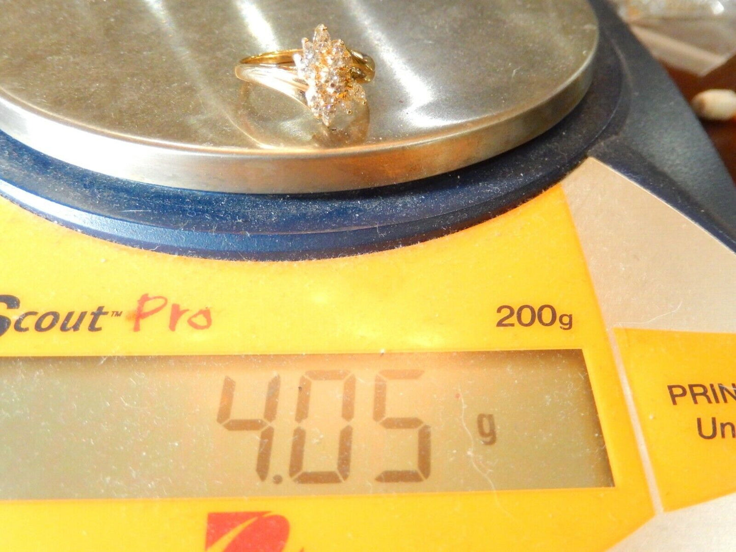*VINTAGE* 14K Yellow Gold Ladies Diamond Marquise Style Cluster Ring Sz 8.5