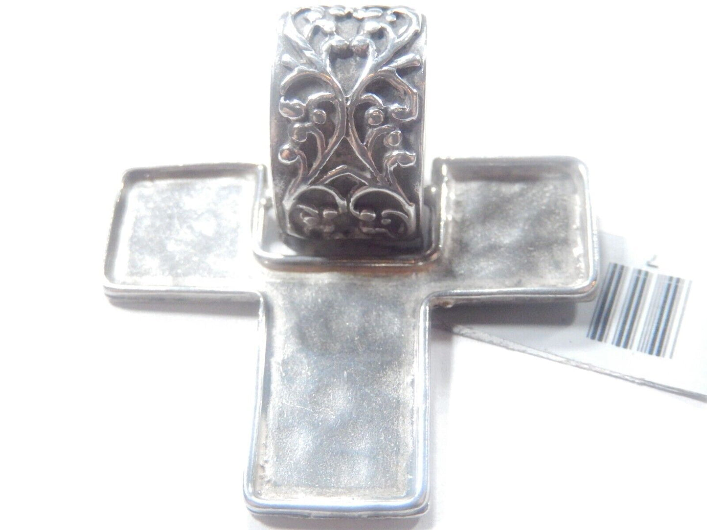SILPADA Hammered Cross Vine Slide Pendant Sterling Silver 1 9/16" Length S1514