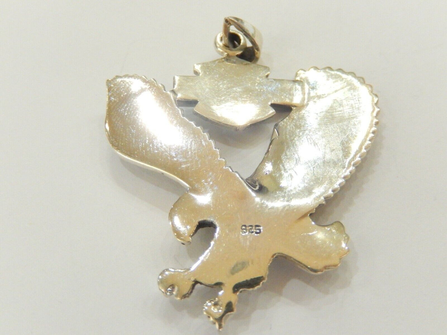 LARGE - STERLING HD MOTORCYCLE BIKER RIDE Eagle Pendant  2" x 16gms.