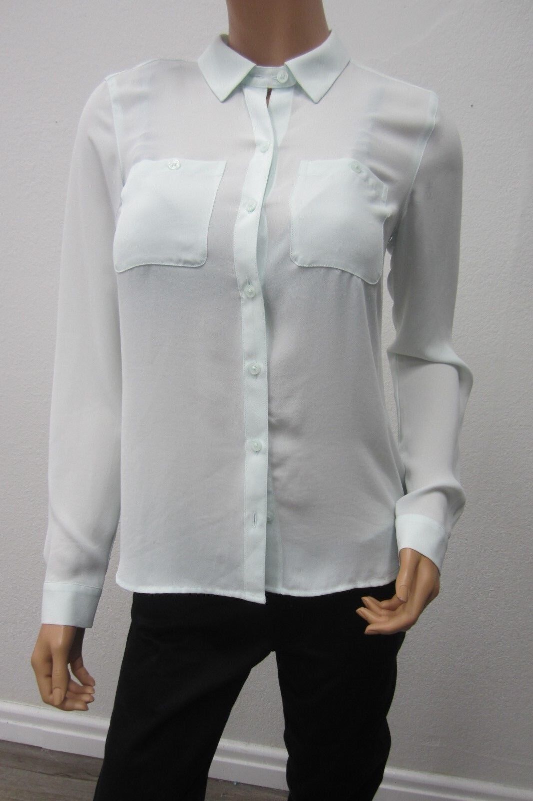 *NWT* Ann Taylor LOFT CUTE Long Sleeve Semi-Sheer Button Down Top ~ Size XSmall