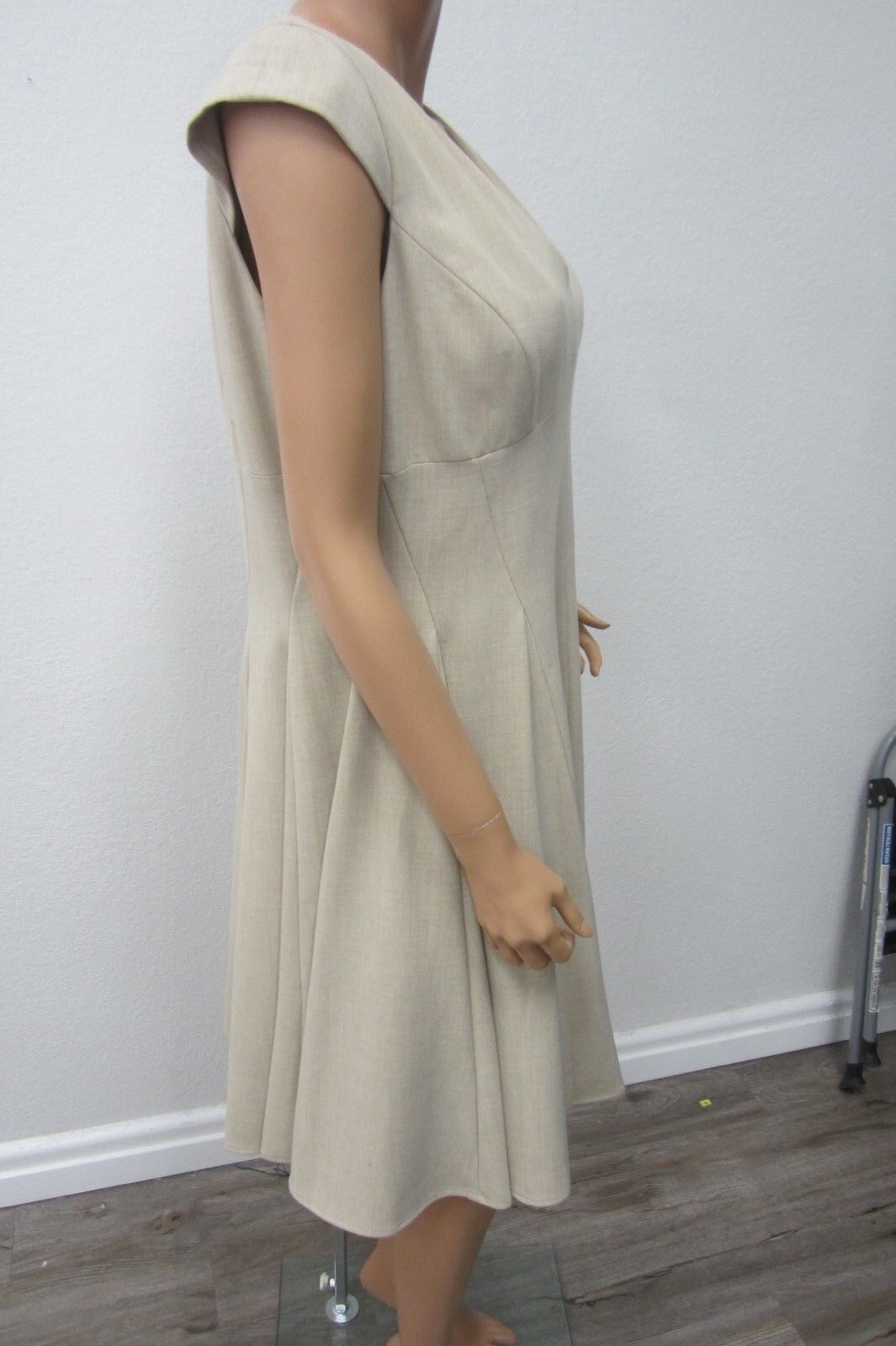 NWT Calvin Klein Khaki Linen Fully Lined Dress Women’s Size 14 CLASSY LOOK