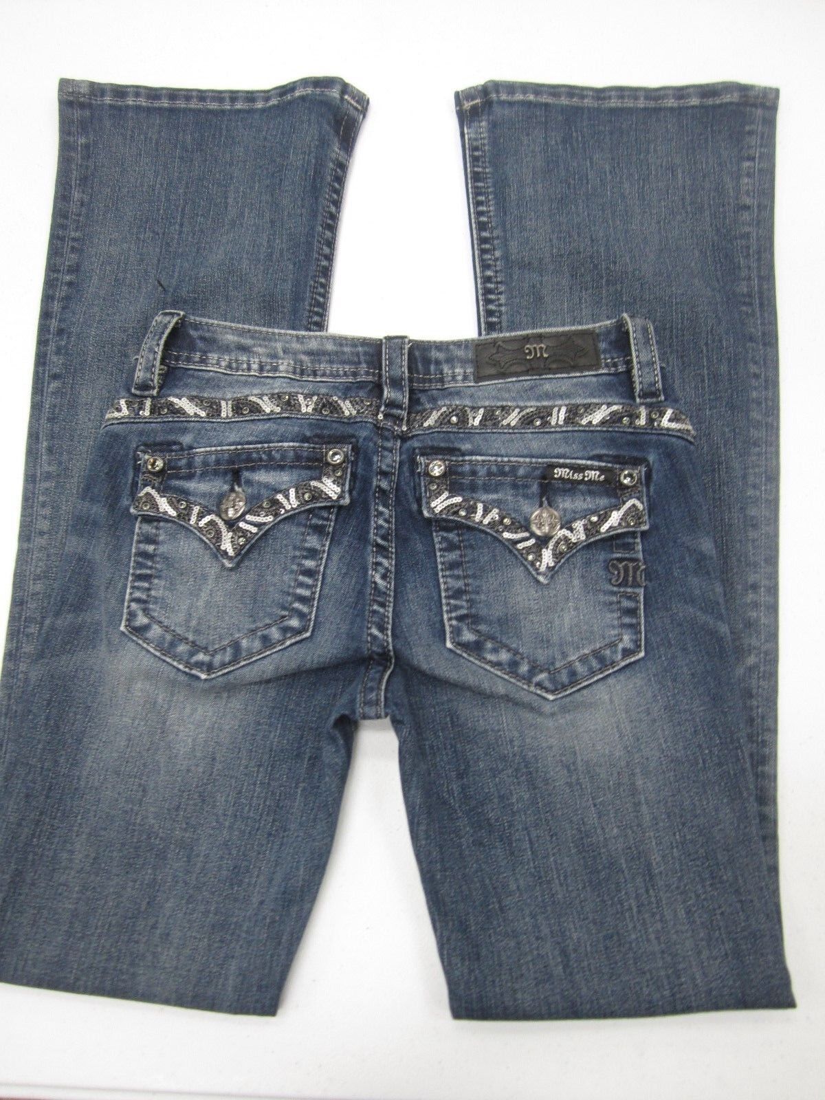NWOT Miss Me Juniors  Girls Jeans JK761GB3 Boot Med Blue Nice Bling 14 x 30