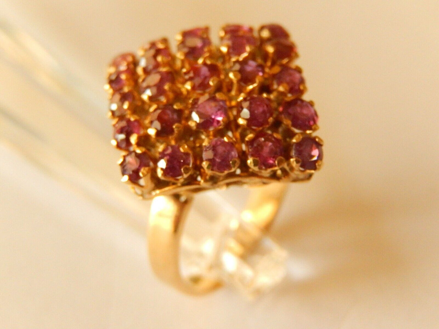 *VINTAGE* 12K Yellow Gold  Huge 25 Stone Amethyst 1.25 CT Unique  Ring Size 7.75