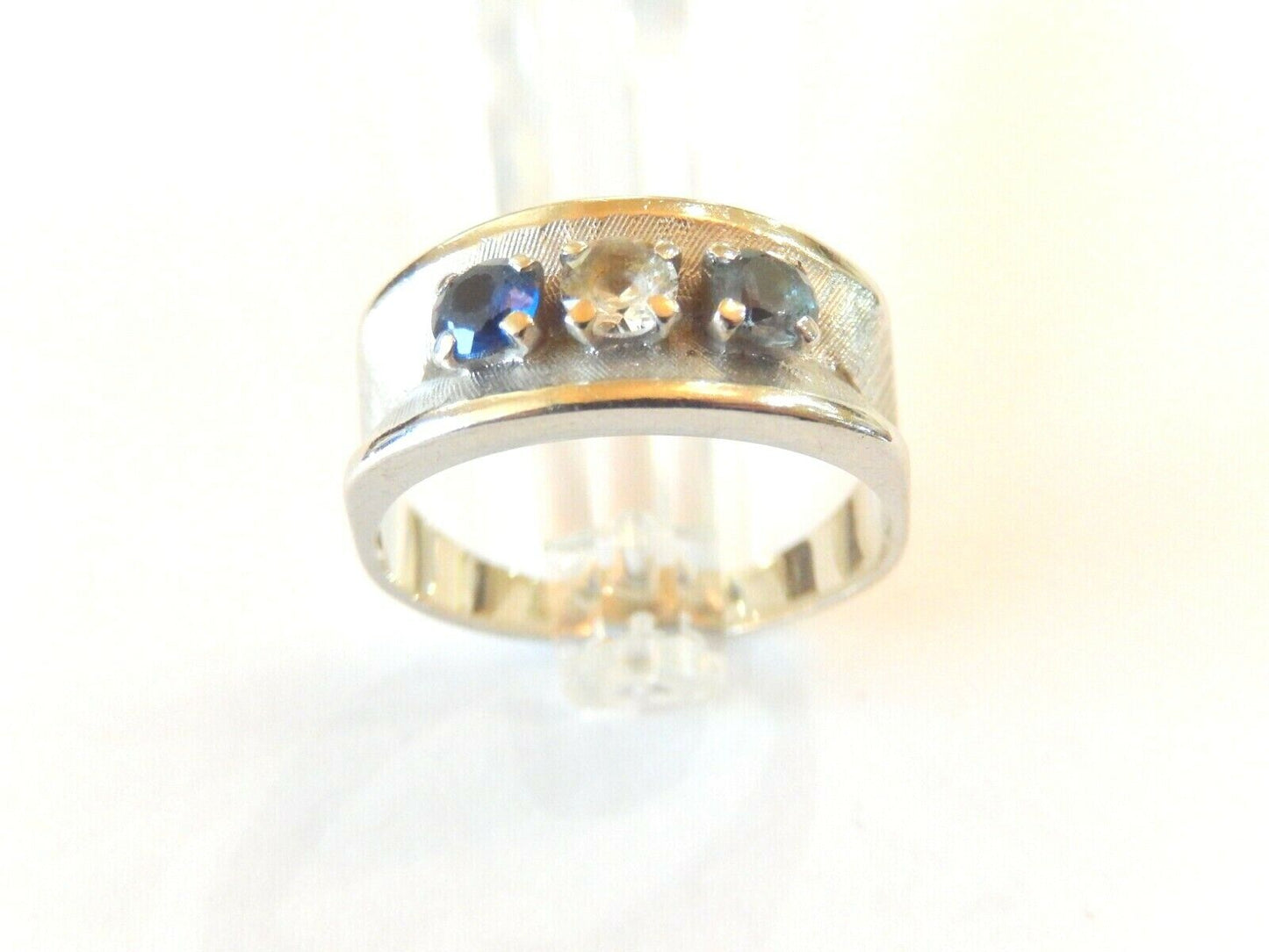 *VINTAGE*  Men’s 14k White Gold Three-Stone Gemstone Ring Size 11